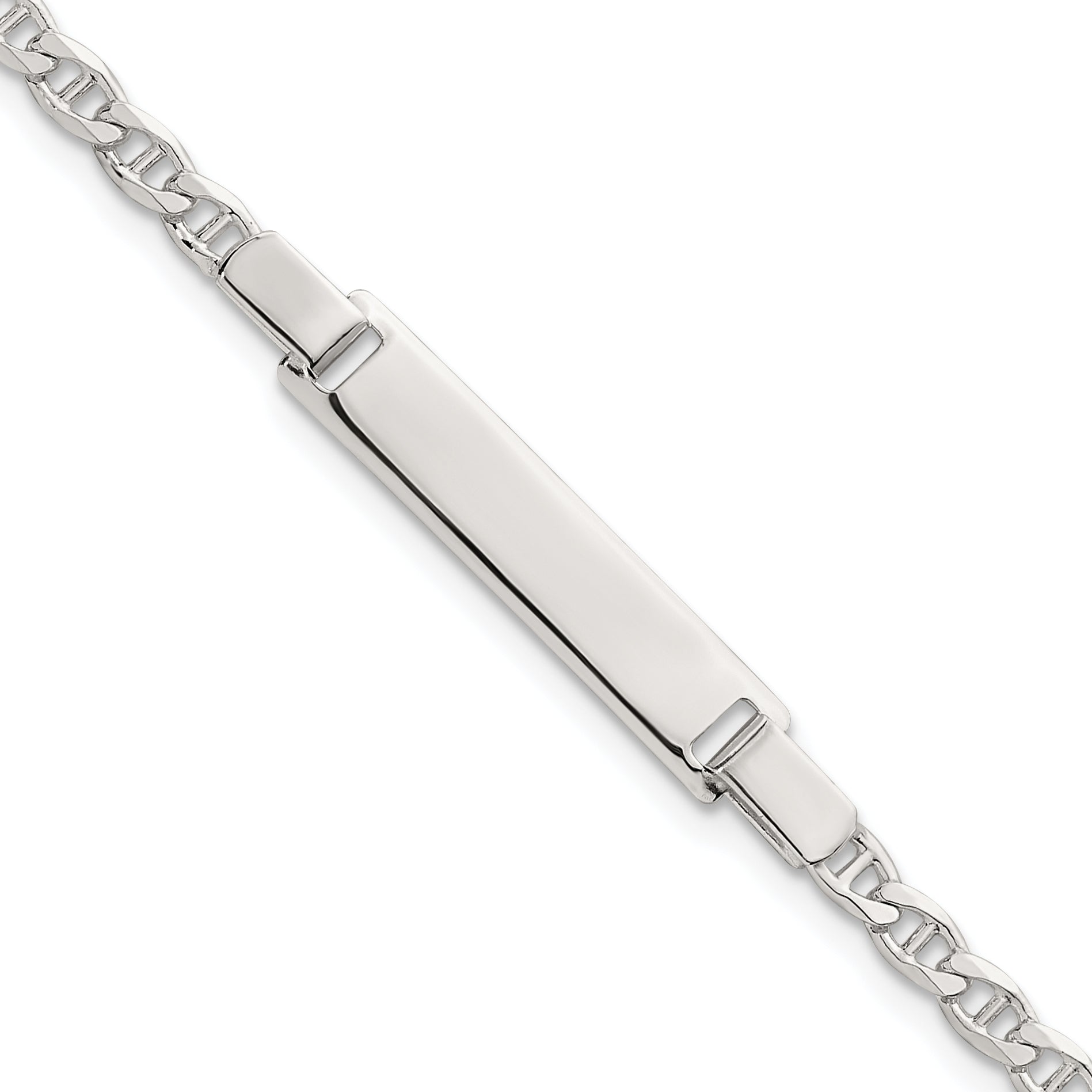 Sterling Silver Polished Anchor Link Childrens 6 Inch ID Bracelet