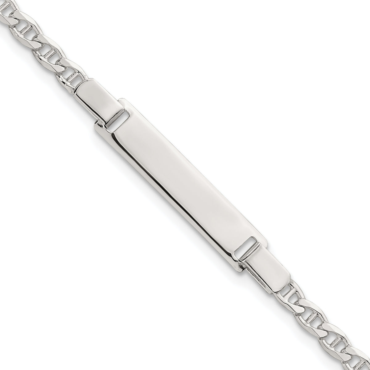 Sterling Silver Polished Anchor Link Childrens 6 Inch ID Bracelet