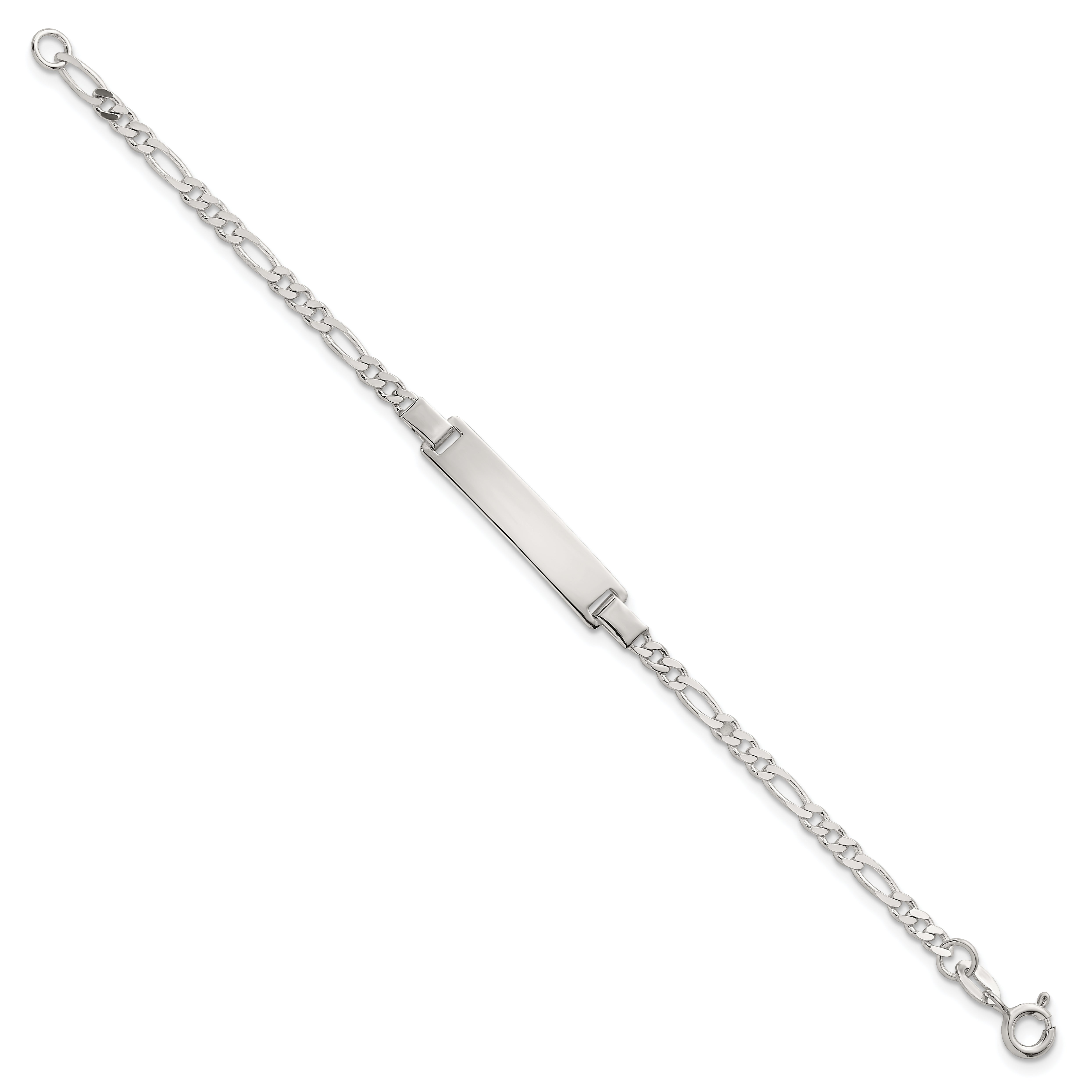 Sterling Silver Polished Figaro Link Childrens 6 Inch ID Bracelet