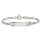 Sterling Silver Polished Figaro Link Childrens 6 Inch ID Bracelet