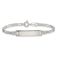 Sterling Silver Polished Figaro Link Childrens 6 Inch ID Bracelet