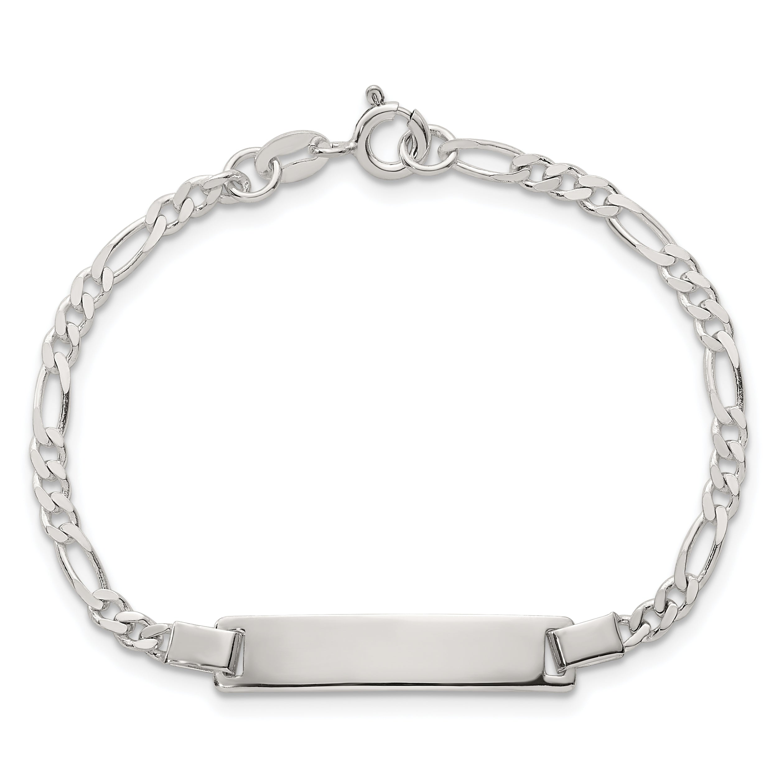 Sterling Silver Polished Figaro Link Childrens 6 Inch ID Bracelet
