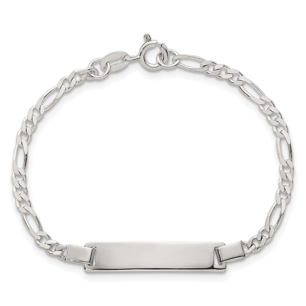 Sterling Silver Polished Figaro Link Childrens 6 Inch ID Bracelet