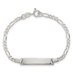 Sterling Silver Polished Figaro Link Childrens 6 Inch ID Bracelet