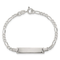 Sterling Silver Polished Figaro Link Childrens 6 Inch ID Bracelet