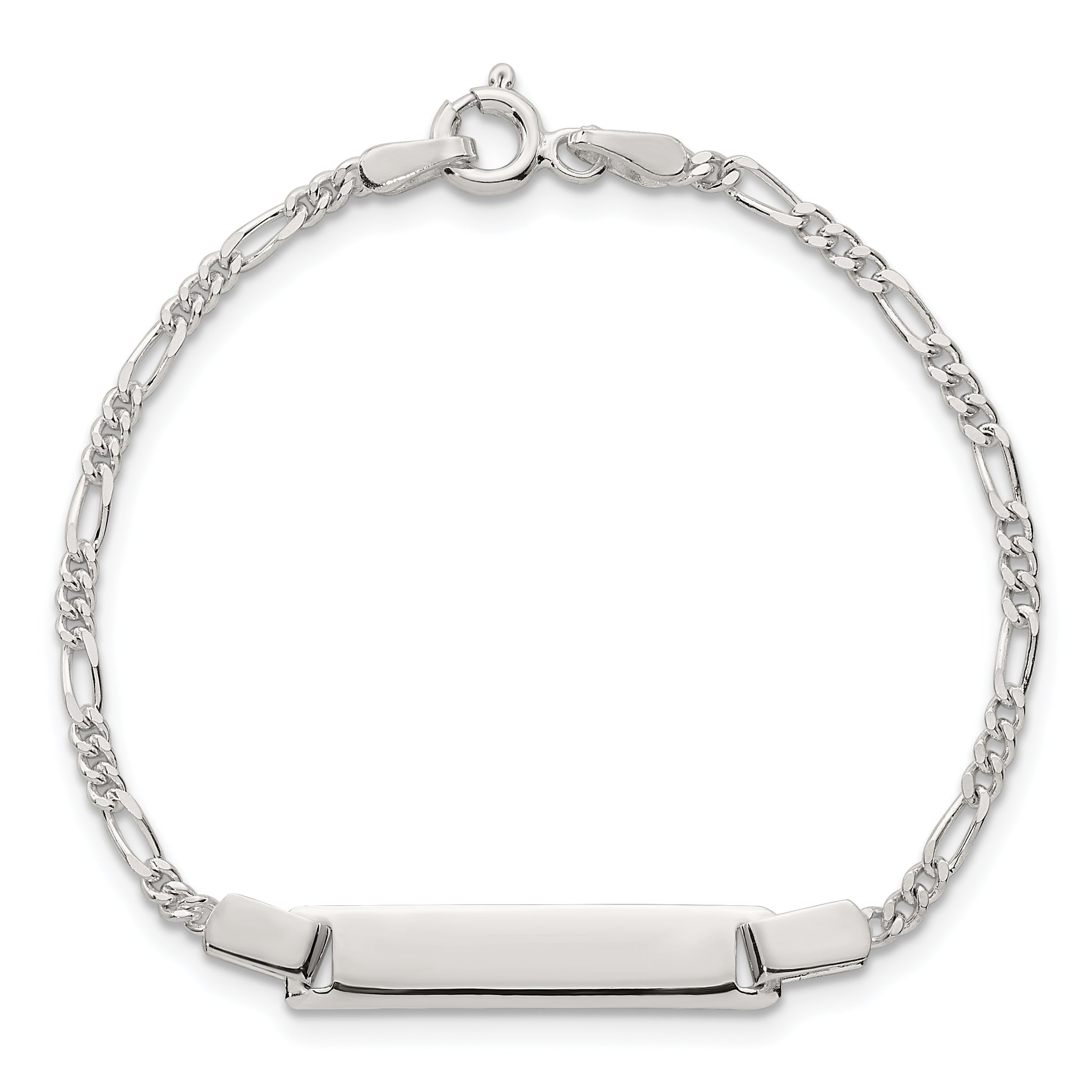 Sterling Silver Polished Figaro Link Childrens 6 Inch ID Bracelet