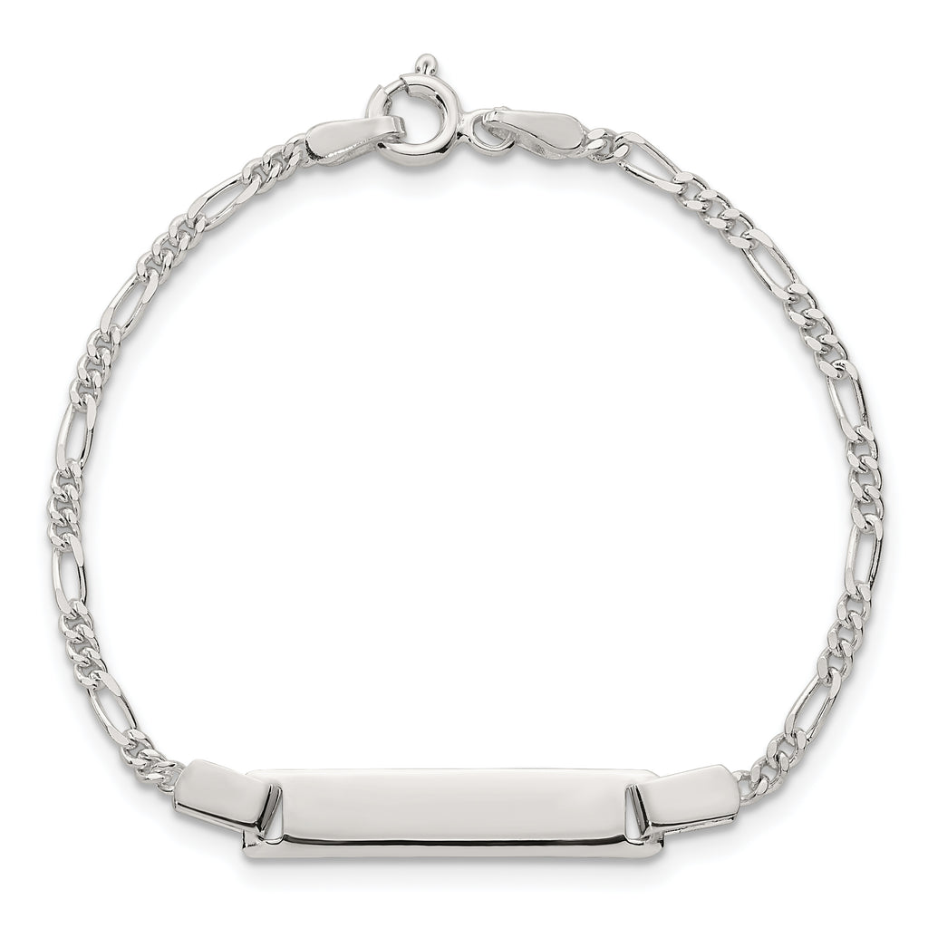 Sterling Silver Polished Figaro Link Childrens 6 Inch ID Bracelet