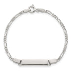 Sterling Silver Polished Figaro Link Childrens 6 Inch ID Bracelet