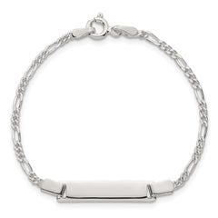 Sterling Silver Polished Figaro Link Childrens 6 Inch ID Bracelet