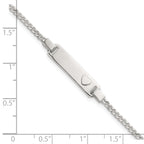 Sterling Silver Polished Raised Heart Curb Link Childrens 5.5 inch with 0.5 inch Extension ID Bracelet