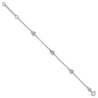 Sterling Silver Polished Pink/Purple/White/Blue Enameled Butterfly 6 inch with 1 inch extension Childrens Bracelet