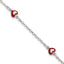 Sterling Silver Polished Red and White Enameled Hearts 6 inch with 1 inch extension Childrens Bracelet