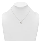 Sterling Silver Polished Pink and White CZ Heart and Arrow 16 inch with 2 inch Extension Necklace
