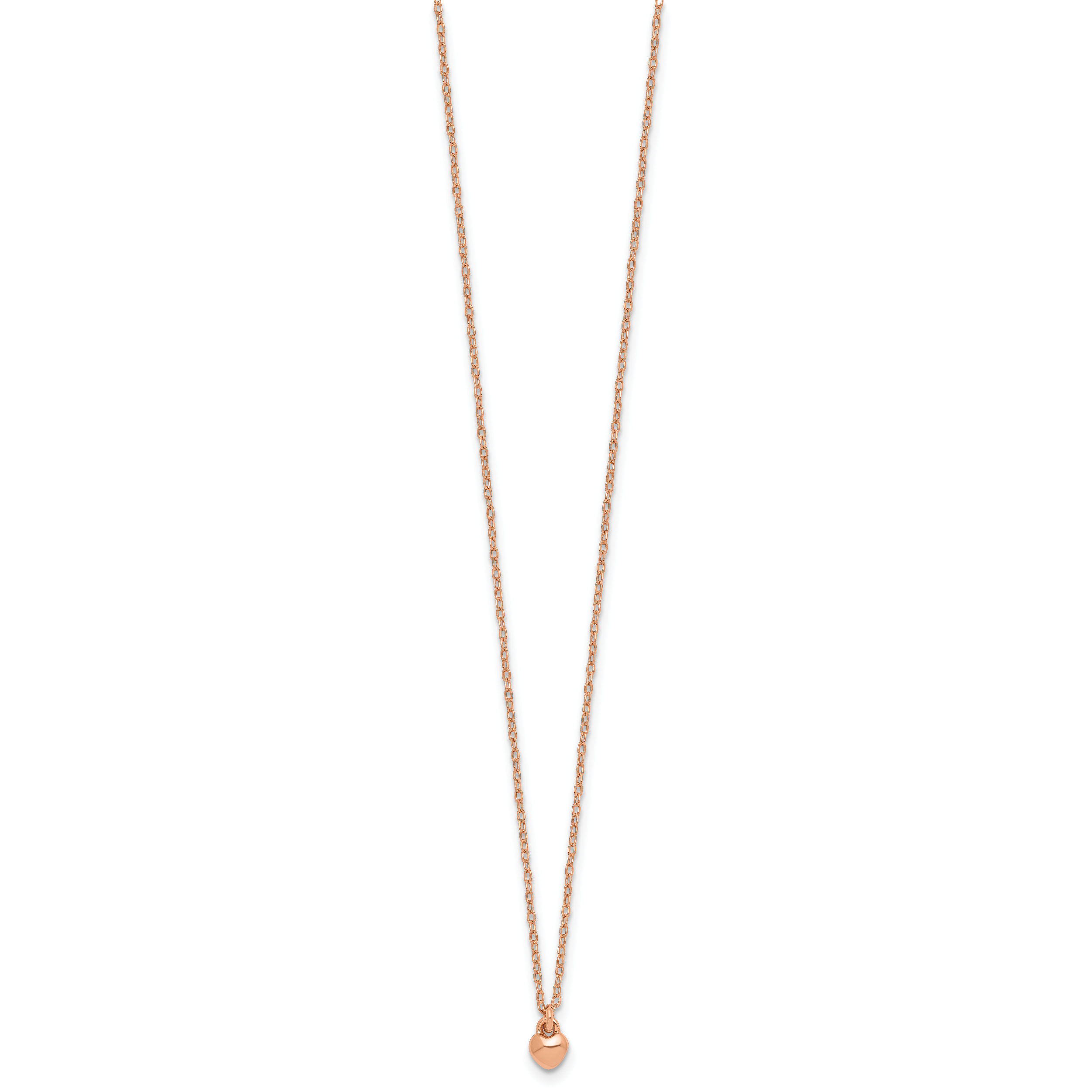 Sterling Silver Rose-tone Polished Heart Childrens 14 inch Necklace