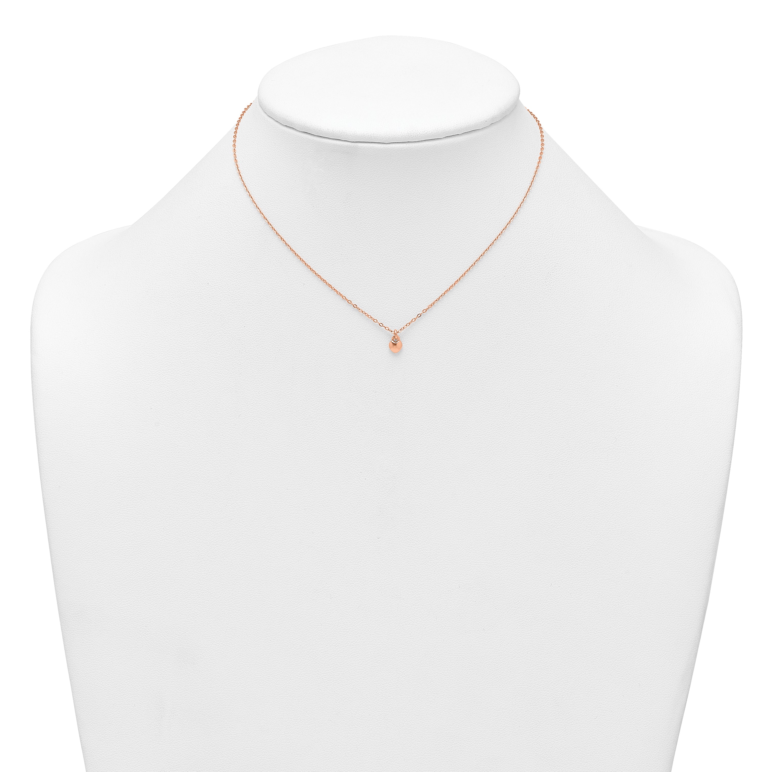 Sterling Silver Rose-tone Polished Heart Childrens 14 inch Necklace
