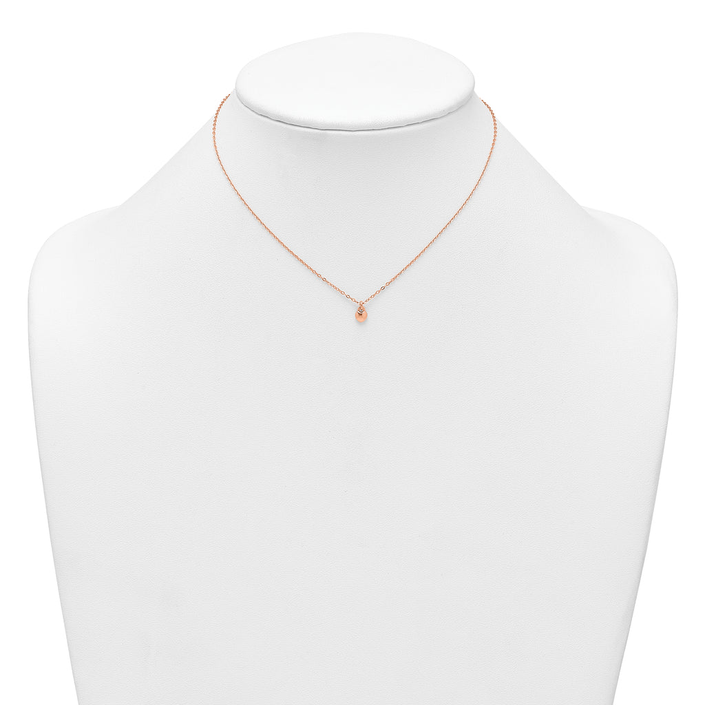 Sterling Silver Rose-tone Polished Heart Childrens 14 inch Necklace