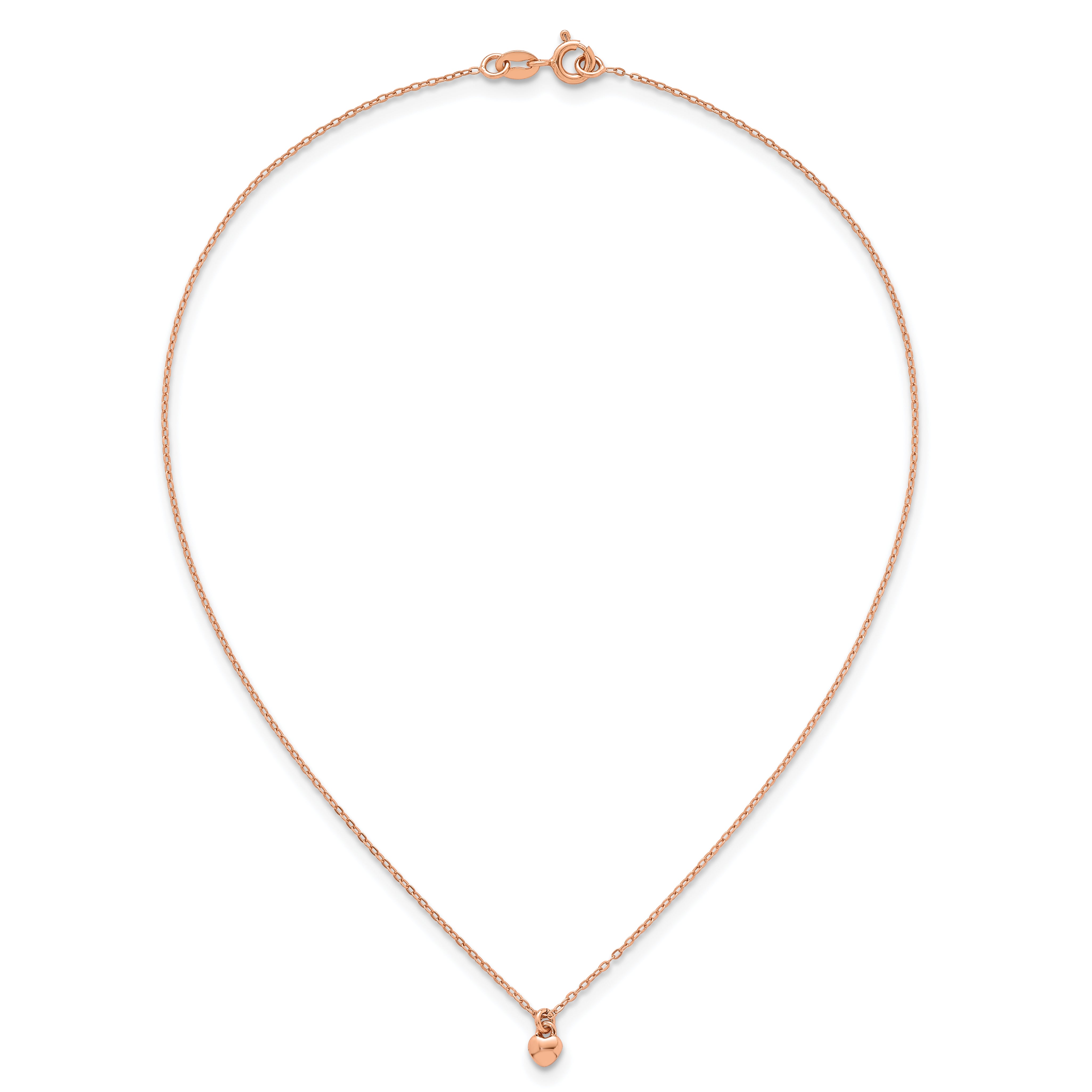 Sterling Silver Rose-tone Polished Heart Childrens 14 inch Necklace