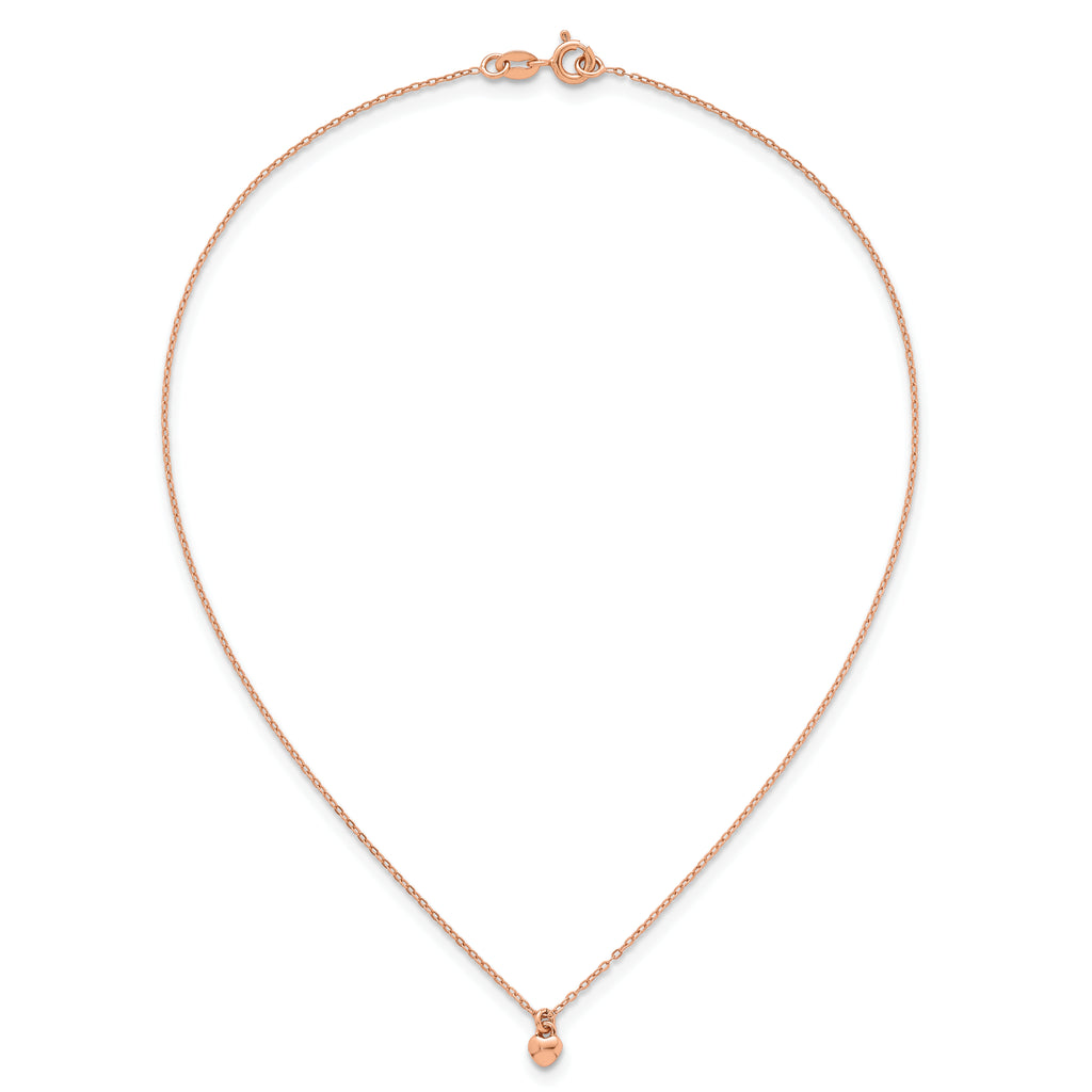 Sterling Silver Rose-tone Polished Heart Childrens 14 inch Necklace