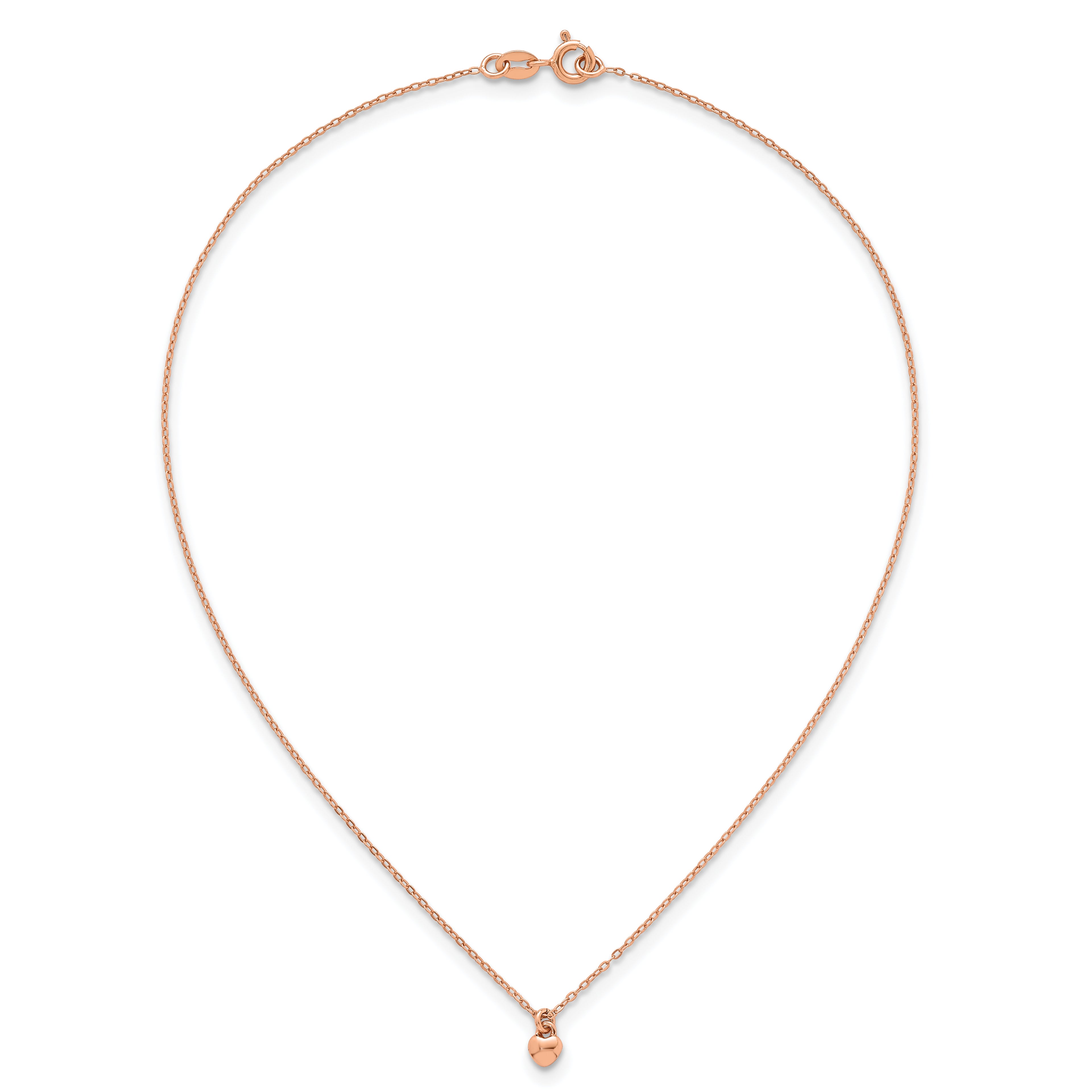 Sterling Silver Rose-tone Polished Heart Childrens 14 inch Necklace