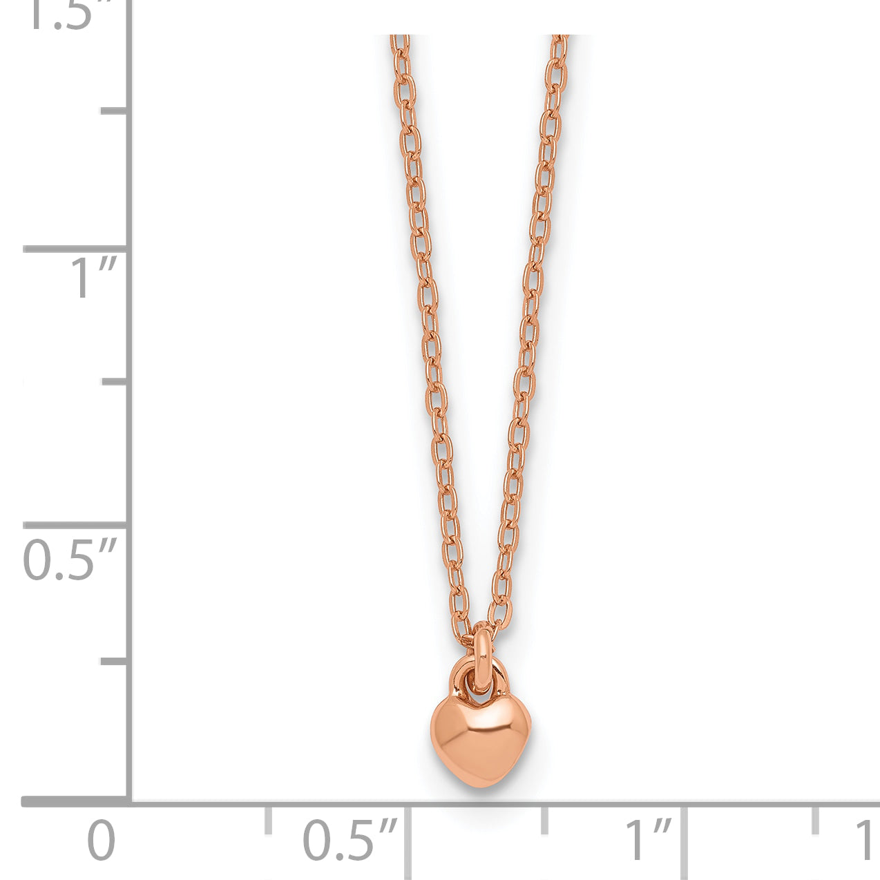 Sterling Silver Rose-tone Polished Heart Childrens 14 inch Necklace