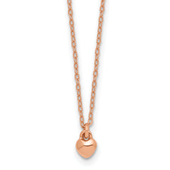 Sterling Silver Rose-tone Polished Heart Childrens 14 inch Necklace