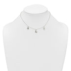 Sterling Silver Polished White CZ Heart/Flower/Butterfly Childrens 14 inch with 1 inch Extension Necklace