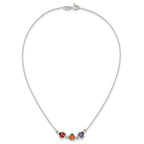 Sterling Silver Polished White CZ with Red/Orange/Purple Enameled Multicolor Ladybugs Childrens 14 inch Necklace