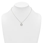 Sterling Silver Polished White CZ Smiley Face with Heart Eyes 16 inch Necklace