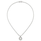 Sterling Silver Polished White CZ Smiley Face with Heart Eyes 16 inch Necklace