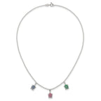 Sterling Silver Polished Green/Red/Blue Nano Crystal Turtles 16 inch Necklace
