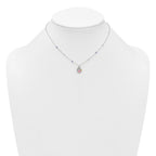 Sterling Silver Polished Beaded Enameled Multi-color Heart Pawprint Childrens 14 inch Necklace