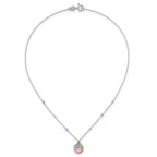 Sterling Silver Polished Beaded Enameled Multi-color Heart Pawprint Childrens 14 inch Necklace