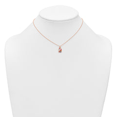 Sterling Silver Rose-tone Polished White and Rainbow Enameled Unicorn Childrens 14 inch Necklace