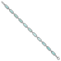 Sterling Silver Rhodium-plated Polished and Twisted Fancy Larimar 7.5 Inch with .25 Inch Extension Bracelet