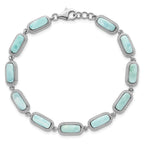 Sterling Silver Rhodium-plated Polished and Twisted Fancy Larimar 7.5 Inch with .25 Inch Extension Bracelet