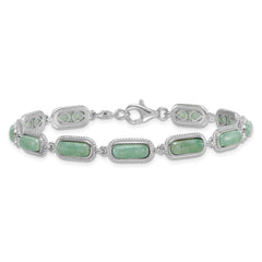 Sterling Silver Rhodium-plated Polished and Twisted Fancy Jade 7.5 Inch with .25 Inch Extension Bracelet