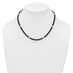 Sterling Silver Rhodium-plated Polished Pave CZ and Onyx 17 Inch with 3 Inch Extension Necklace