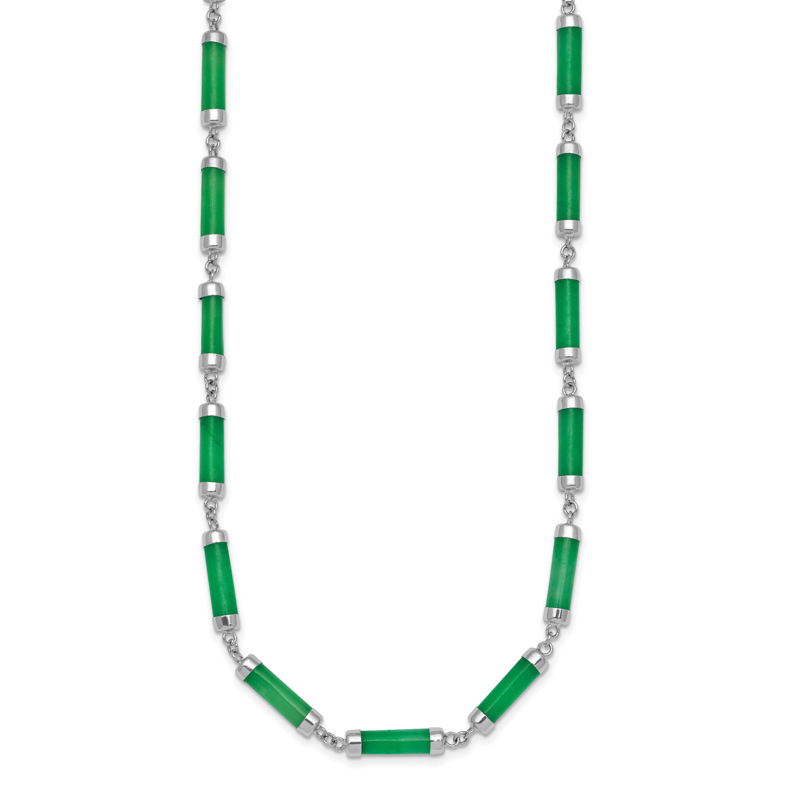 Sterling Silver Rhodium-plated Polished Jade Bars 16.75 Inch with 0.5 Inch Extension Necklace Secondary image