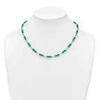 Sterling Silver Rhodium-plated Polished Jade Bars 16.75 Inch with 0.5 Inch Extension Necklace