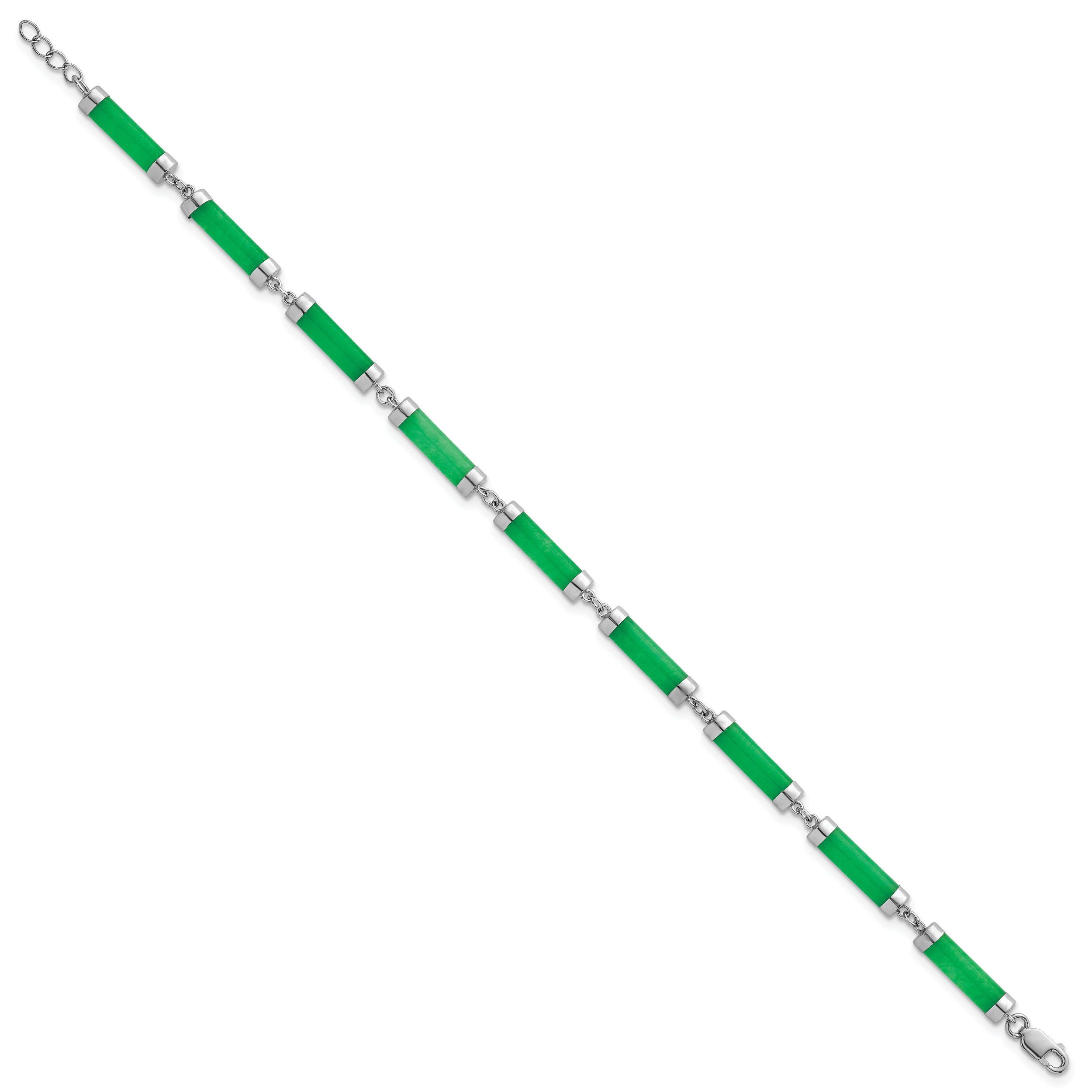 Sterling Silver Rhodium-plated Polished Jade Bars 8 Inch Bracelet Secondary image