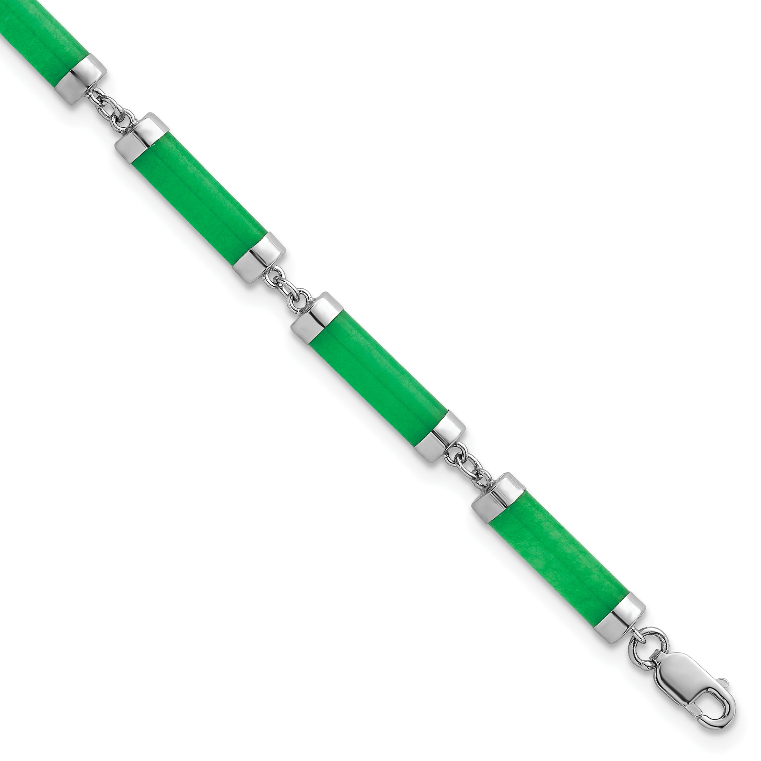 Sterling Silver Rhodium-plated Polished Jade Bars 8 Inch Bracelet Main image