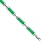 Sterling Silver Rhodium-plated Polished Jade Bars 8 Inch Bracelet
