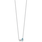 Sterling Silver Rhodium-plated Polished Pear Sky Blue and Emerald-cut White Topaz 16 Inch with 2 Inch Extension Necklace