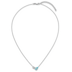 Sterling Silver Rhodium-plated Polished Pear Sky Blue and Emerald-cut White Topaz 16 Inch with 2 Inch Extension Necklace