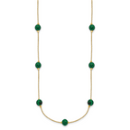 Sterling Silver Gold-Tone Polished Lab Created Malachite 16 Inch with 2 Inch Extension Necklace