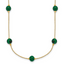 Sterling Silver Gold-Tone Polished Lab Created Malachite 16 Inch with 2 Inch Extension Necklace