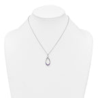 Sterling Silver Rhodium-plated Polished Amethyst Teardrop 16 Inch with 2 Inch Extension Necklace