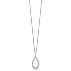 Sterling Silver Rhodium-plated Polished Swiss Blue Topaz Teardrop 16 Inch with 2 Inch Extension Necklace