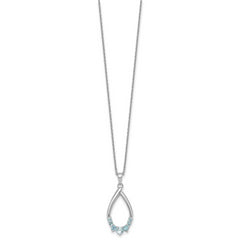 Sterling Silver Rhodium-plated Polished Swiss Blue Topaz Teardrop 16 Inch with 2 Inch Extension Necklace