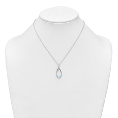 Sterling Silver Rhodium-plated Polished Swiss Blue Topaz Teardrop 16 Inch with 2 Inch Extension Necklace